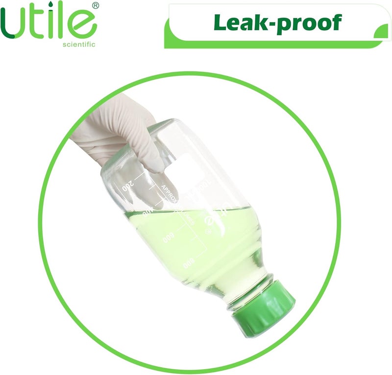 UTILE Media Bottle, 3.3 Borosilicate Glass Storage Bottles with Lids, 1000ml(33.8oz) Lab Media Bottles, PP Material Media Storage Bottle, 4038.1000.1 - Image 5
